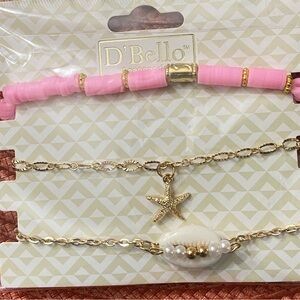 D'Bello Gold and Pink Bracelet Set